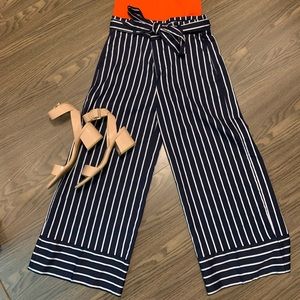 High waisted cropped wide leg trousers